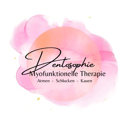 Ein Banner mit dem Titel "DENTOSOPHIE - MYOFUNKTIONELLE THERAPIE" und einem "mehr erfahren" Button auf der linken Seite. Rechts daneben ist ein Logo in Rosatönen mit dem Schriftzug "Dentosophie - Myofunktionelle Therapie" und den Namen "Anna - Schüdde - Kappe".